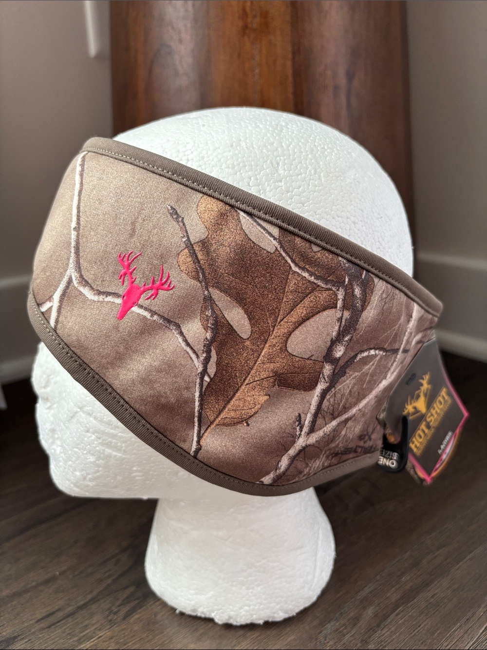 Realtree Hot Shot,camo stretch headband,ear wrap,pink velvet like lined